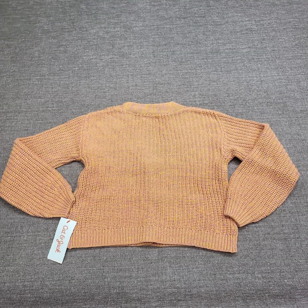 Girls' Button V-Neck Long Sleeves Cardigan - Cat & Jack Brown Size Small 6/7